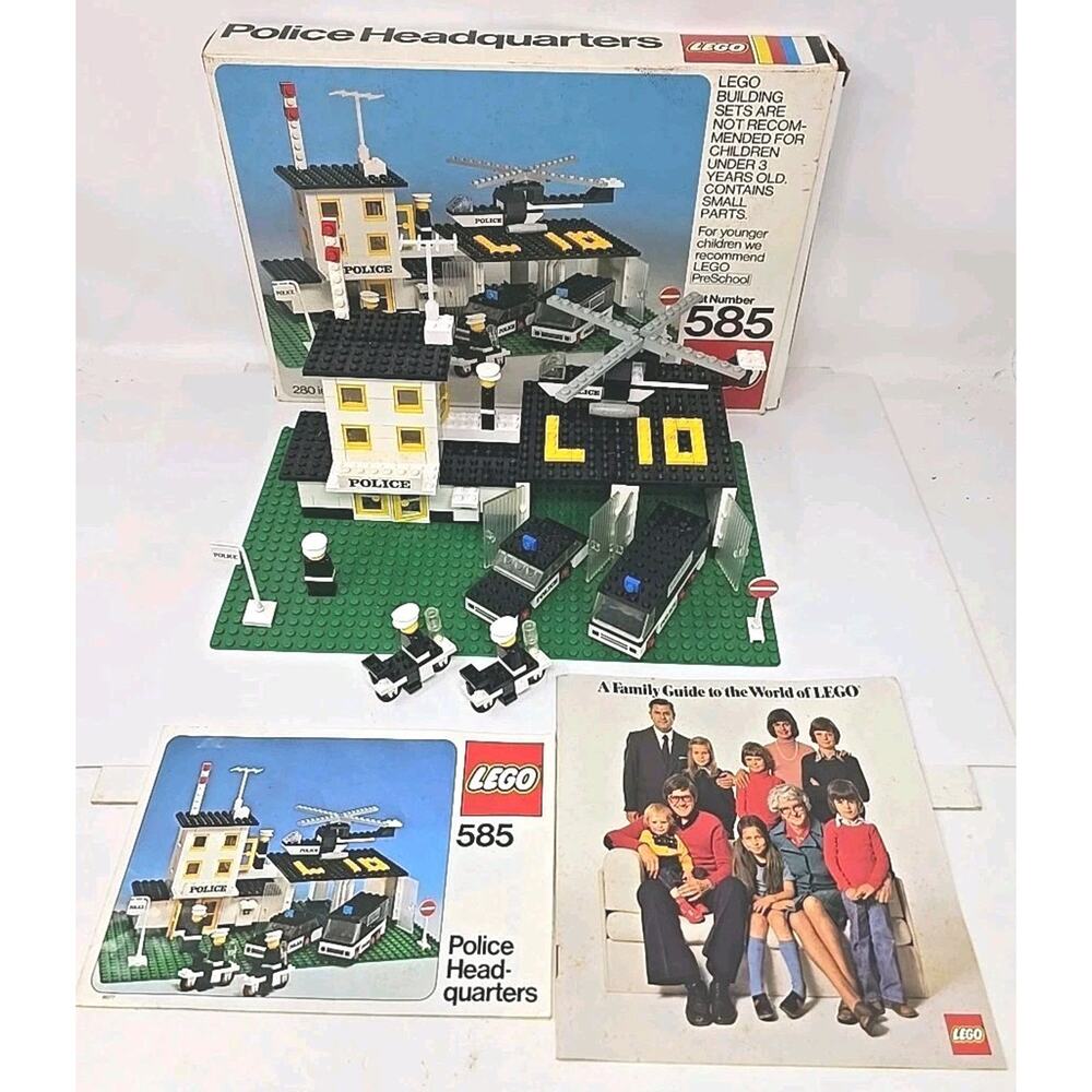 1975 Police Headquarters #585 Complete Set w/ Box Instructions Rare Denmark U275
